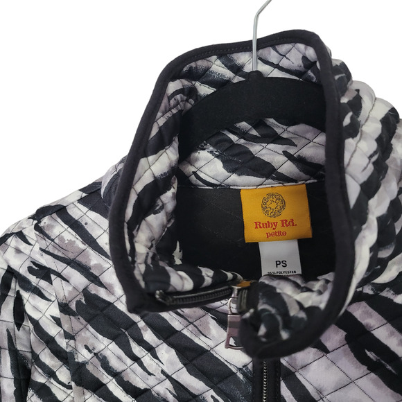 Ruby Rd Zebra Quilted Full Zip Collared Jacket Women Sz Small Petite - Picture 6 of 9